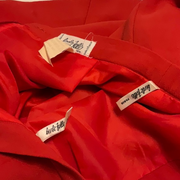 Herbe Folle Paris Vintage Women’s Wool Blend Red Pencil Skirt Size 4 - Picture 7 of 7